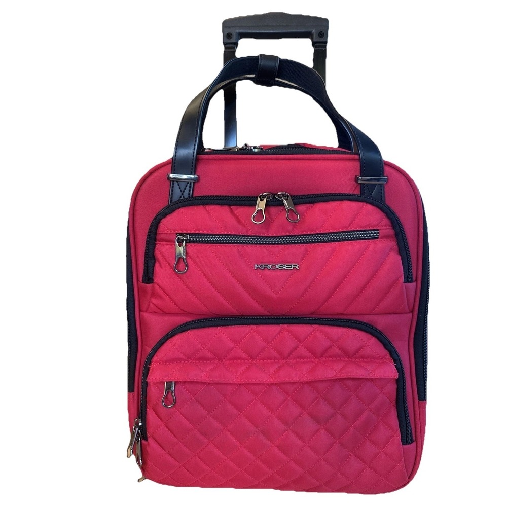 KROSER Carry On Multi-Functional, 16-inch Lightweight Overnight Suitcase - Red